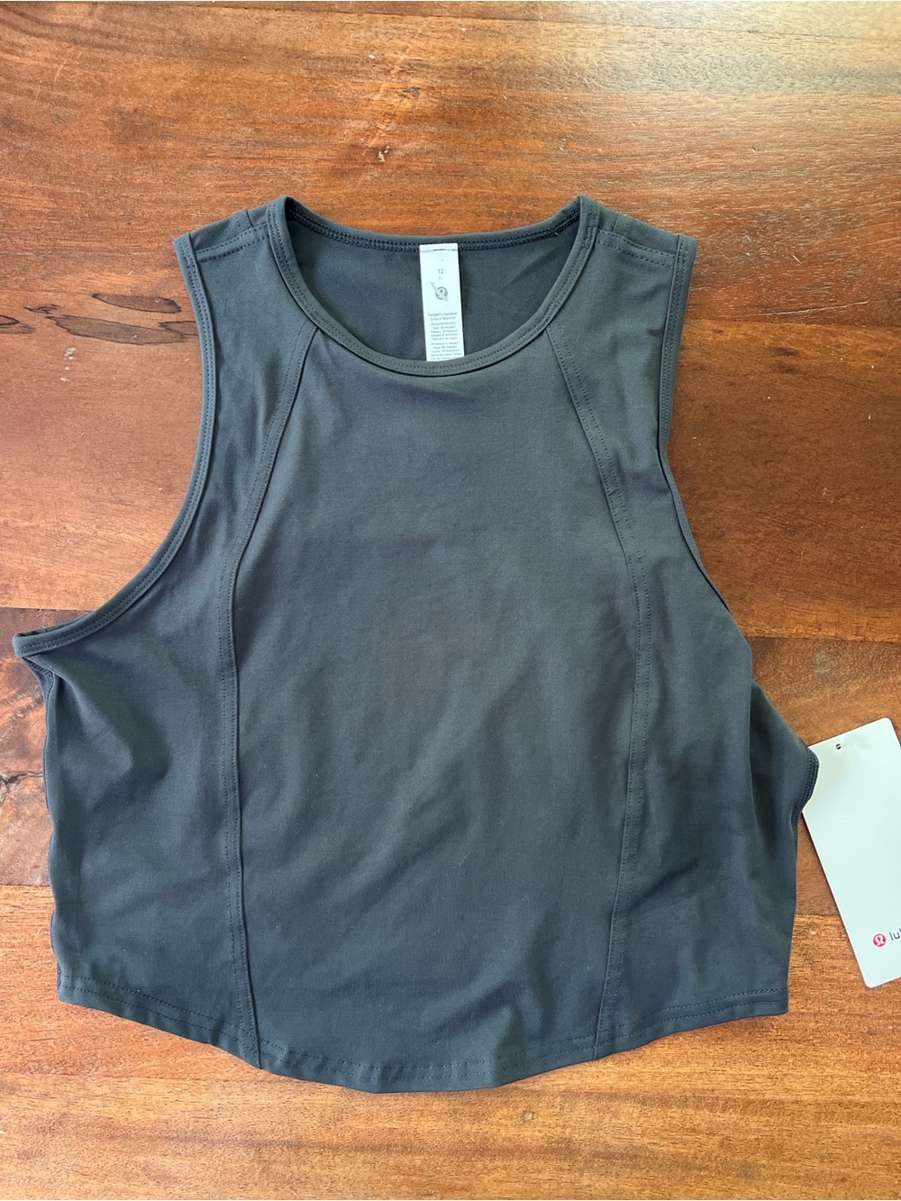 NWT Lululemon Women’s Gray High Neck Cropped Athletic Tank Top Size 12
